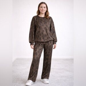 Brown Leopard Print Pant Set New with Tags